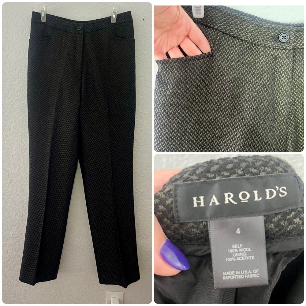 Harold's 100% Wool High Rise Pleated Trousers Size 4